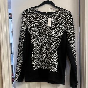 Ann Taylor Black and White Animal Print Sweater new size M